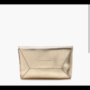 J. Crew Metallic Gold Leather Envelope Clutch